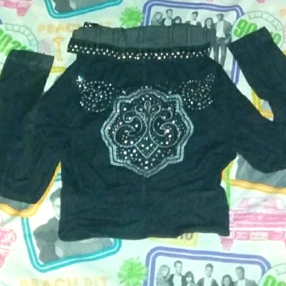 House of Dereon Vintage Denim Blue Jean Rhinestone Jacket Beyonce - Picture 2 of 4